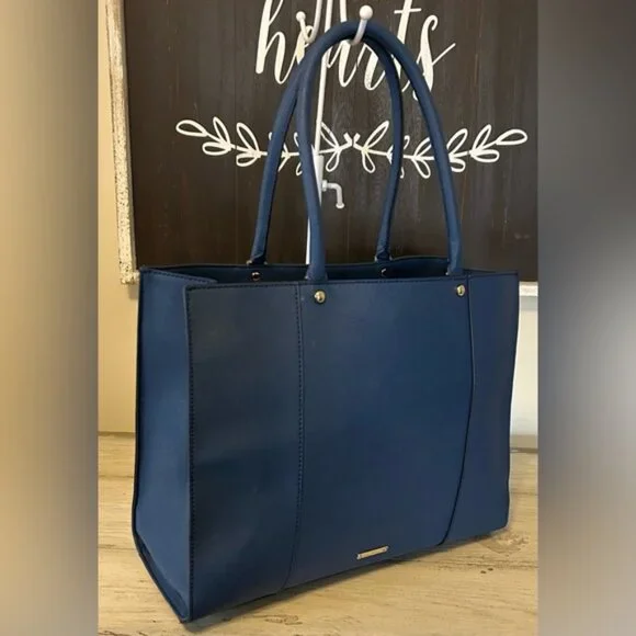 Rebecca Minkoff Saffiano Leather Blue Tote Bag shoulder bag - Picture 2 of 9
